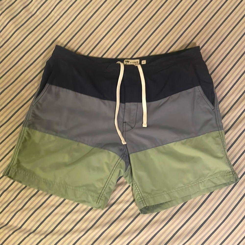 J. Crew - 7” Original Swimtrunks - Blue and Green - 34 - Great Condition